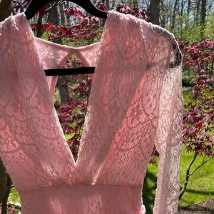 Long-sleeved lace Revolve mini dress